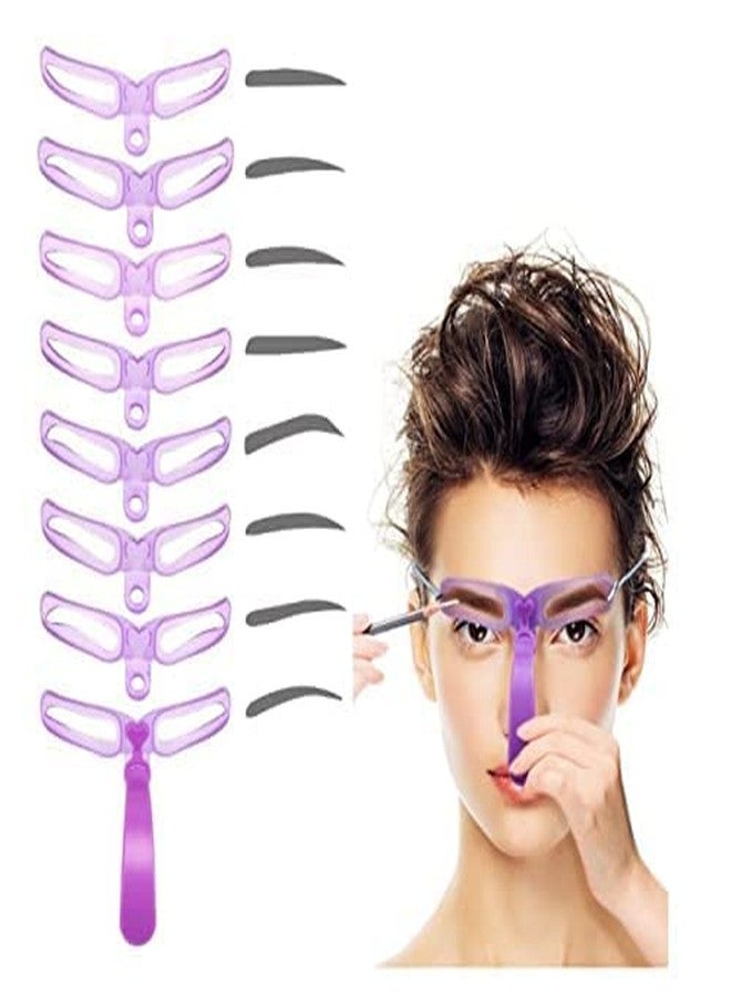 Sluswallow 1Pc Pouple Eyebrow Shaping Kit,Eyebrow Template，8 Styles Reusable Eyebrow Stencil with Handle and Strap, Washable, Eyebrow Color, Eyes - Image 1